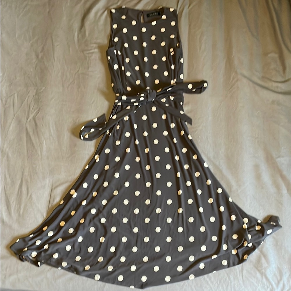 Ralph Lauren Gray Polka Dot Dress